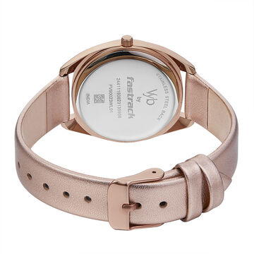 Fastrack Vyb Spotlight Quartz Analog Silver Dial Leather Strap Watch for Girls