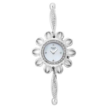 Titan Raga Silver Mother Of Pearl Dial Analog Sterling Silver Strap Watch for Women