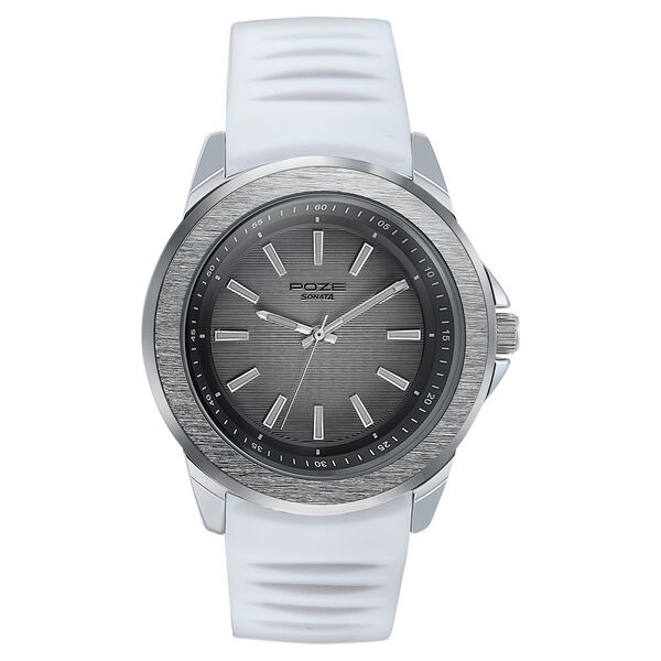 Sonata Poze Quartz Analog White Dial Plastic Strap Watch For Men - image number 1