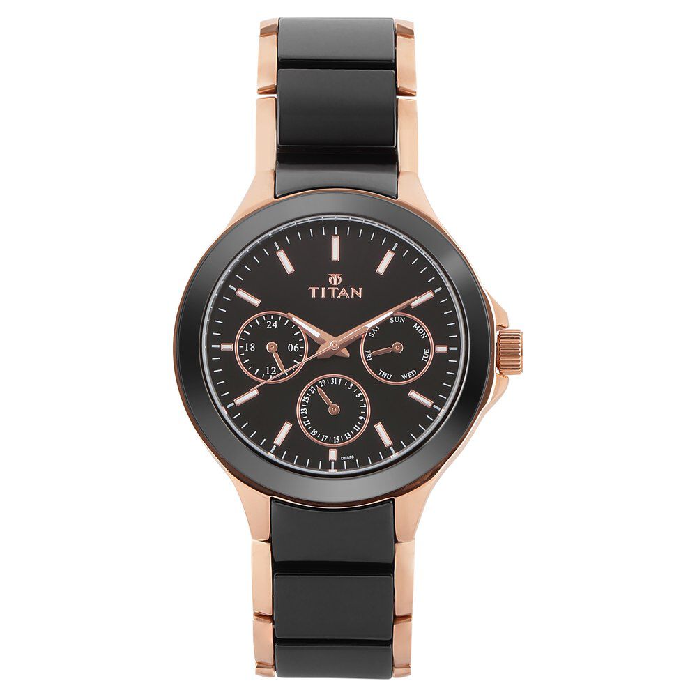 Titan Quartz Multifunction Black Dial Stainless Steel & Ceramic Strap Watch for Men-image-29