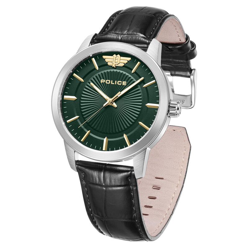 Police Quartz Analog Green Dial Leather Strap Watch for Men - image number 2