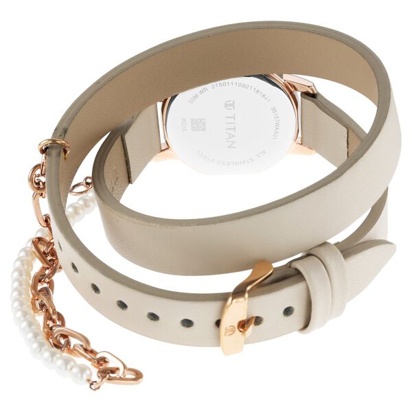 Titan Purple Unending Beauty Off White Dial Analog Leather Strap watch for Women - image number 4