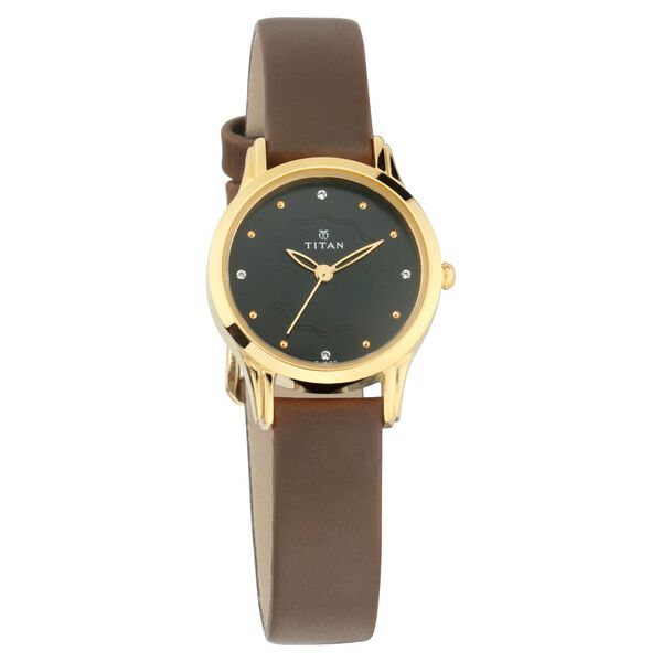 Titan Quartz Analog Black Dial Leather Strap Watch for Women - image number 1
