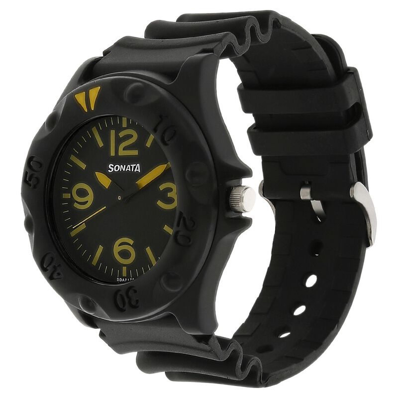 SF Quartz Analog Black Dial Plastic Strap Watch for Men - image number 1