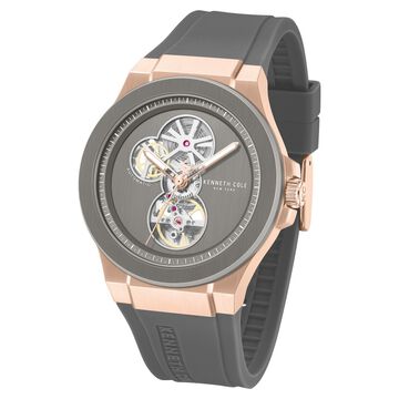 Kenneth Cole Automatic Grey Dial Grey Silicone Strap Watch For Men