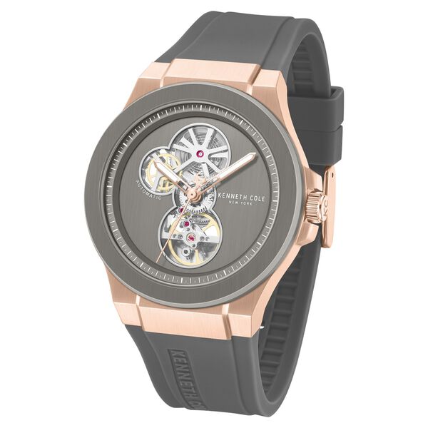 Kenneth Cole Automatic Grey Dial Grey Silicone Strap Watch For Men - image number 1