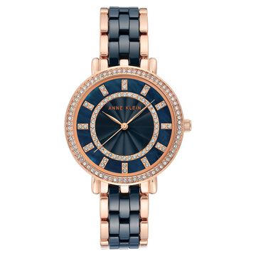 Anne Klein Quartz Analog Blue Dial Ceramic Strap Watch for Women