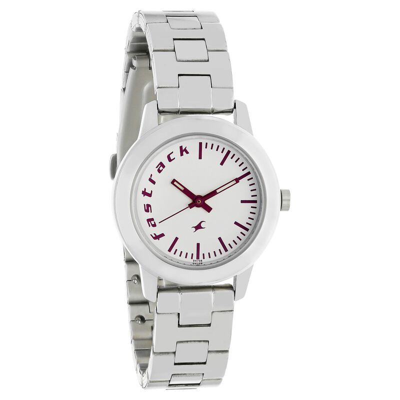 Fastrack Quartz Analog White Dial Stainless Steel Strap Watch for Girls - image number 1