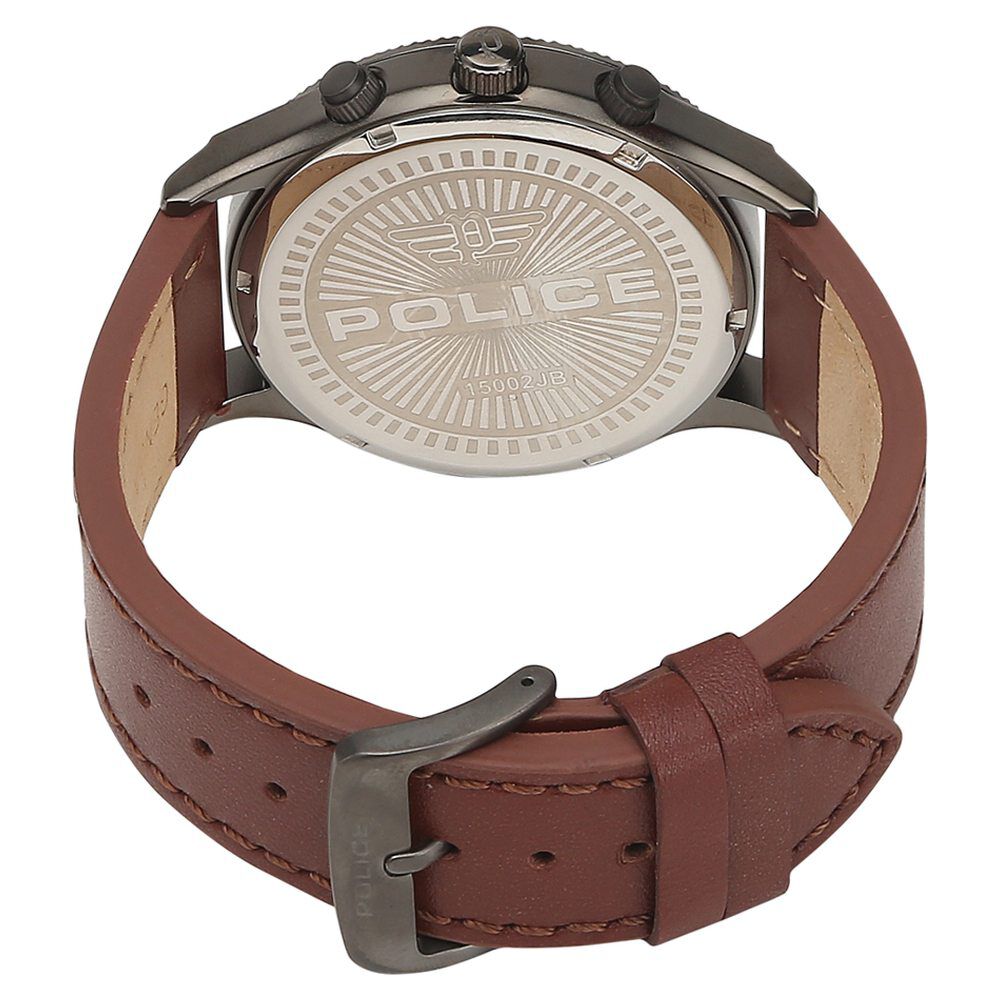 Buy Online Police Quartz Chronograph Grey Dial Leather Strap Watch