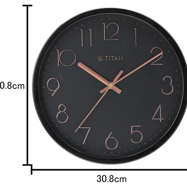 Titan Classic Black Wall Clock with Silent Sweep Technology - 30.8 cm x 30.8 cm (Medium) - image number 5