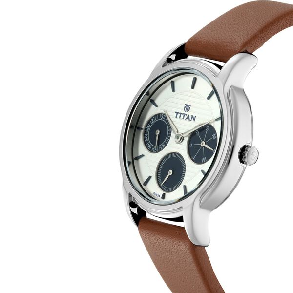 Titan Workwear White Dial Women Watch With Leather Strap - image number 1