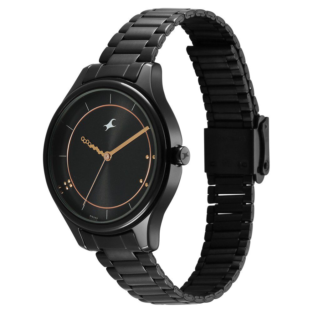 Buy Online Fastrack Stunners Quartz Analog Black Dial Black Metal Strap Watch For Girls 6296nm01 Titan