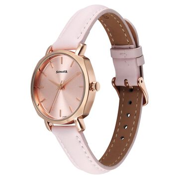 Sonata Eternia Quartz Analog Pink Dial Leather Strap Watch For Women