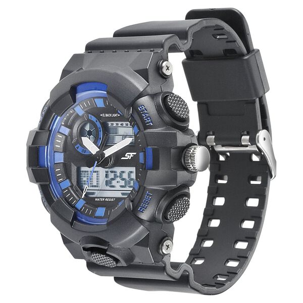 SF Quartz Analog Digital Black Dial Plastic Strap Watch for Men - image number 1