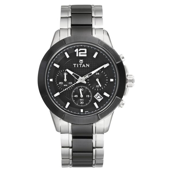 Titan Ceramics Black Dial Chronograph Stainless Steel and Ceramic Strap watch for Men - image number 1