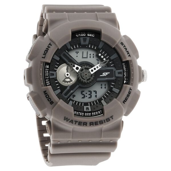 SF Dreamer Series Quartz Digital Analog Digital Black Dial Brown Plastic Strap Watch For Men - image number 0
