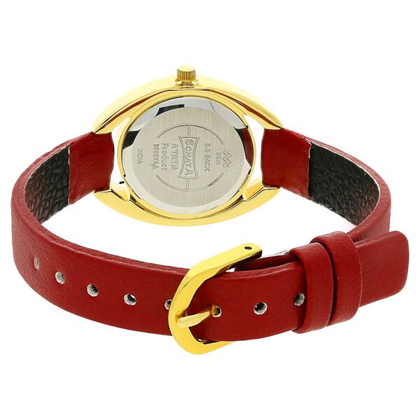 Sonata Quartz Analog Silver Dial Leather Strap Watch for Women - image number 3