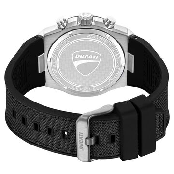 Ducati Quartz Chronograph Black Dial Black Silicone Strap Watch For Men