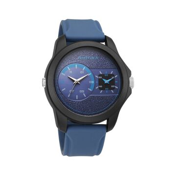 Fastrack Dual Time Quartz Analog Blue Dial Silicone Strap Watch for Guys