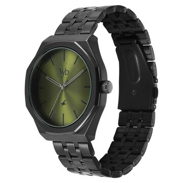 Fastrack Vyb Challenger Quartz Analog Green Dial Metal Strap Watch For Guys