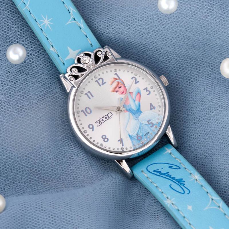 Zoop Disney Cinderella Analog Watch with Silver Dial & Blue Strap for Girls Kids, from House of Titan