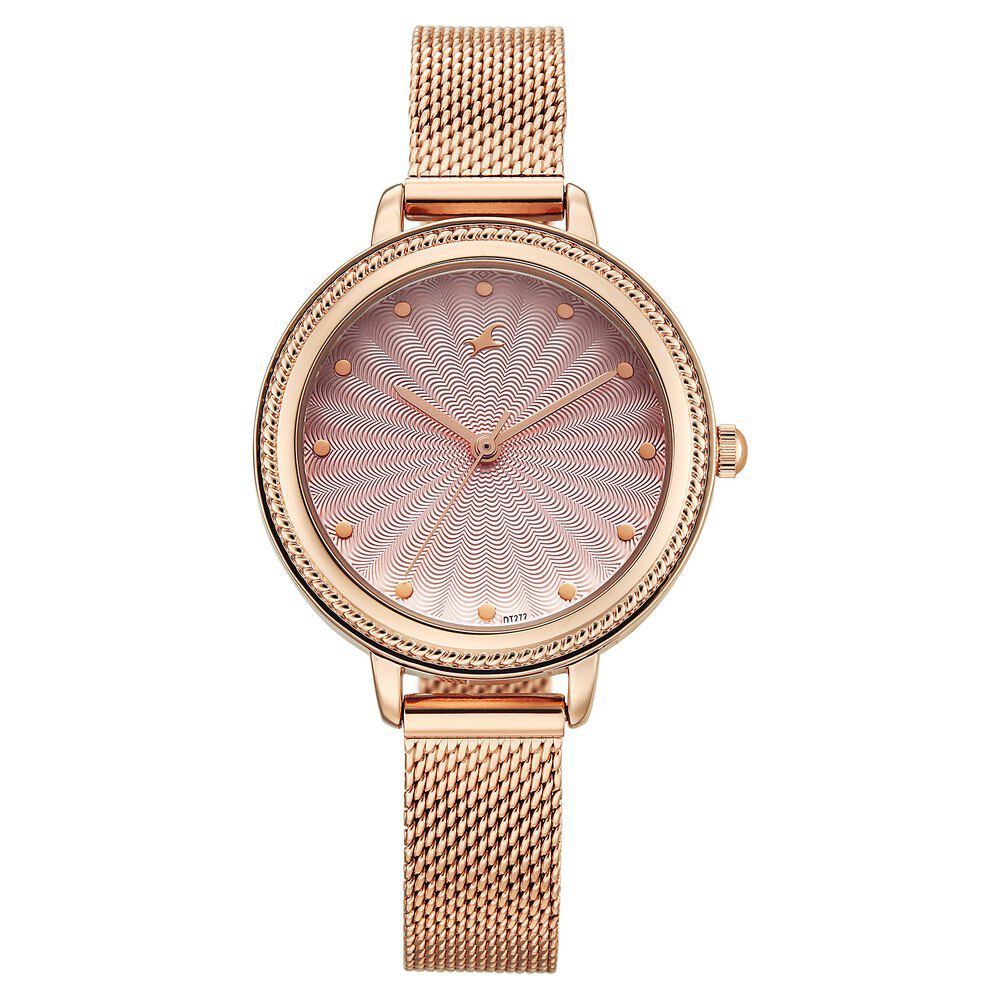 Fastrack Stunners Quartz Analog Pink Dial Rose Gold Stainless Steel Strap Watch For Girls-picture-32