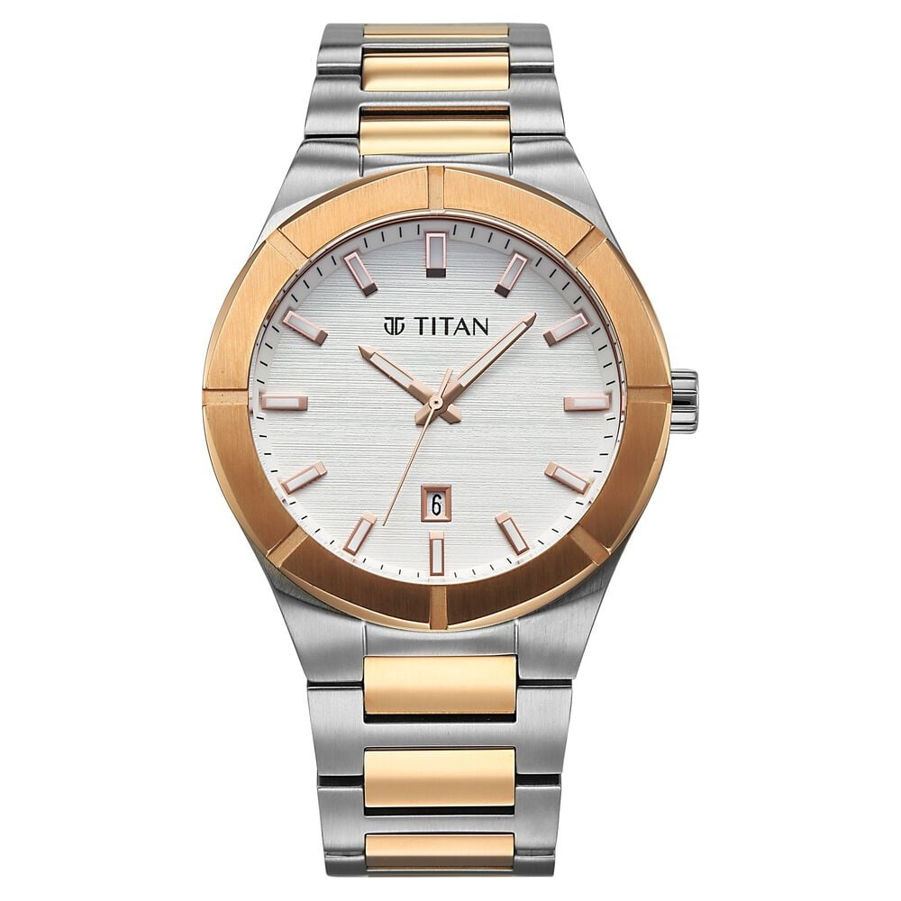 Titan Regalia Marque Analog with White Dial Rose Gold Dual Tone Stainless Steel Strap Watch for Men-image-11
