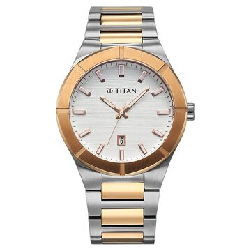 Titan Regalia Marque Analog with White Dial Rose Gold Dual Tone Stainless Steel Strap Watch for Men