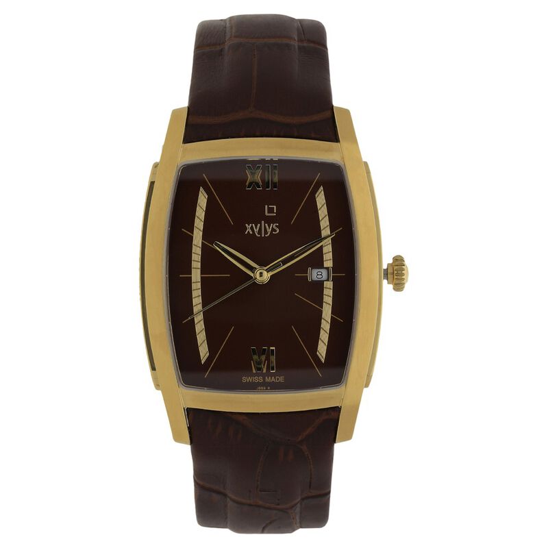 Xylys Swiss Analog with Date Brown Leather Strap and Brown Dial Watch For Men