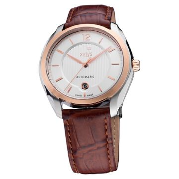 Xylys Automatic White Dial Leather Strap Watch for Men