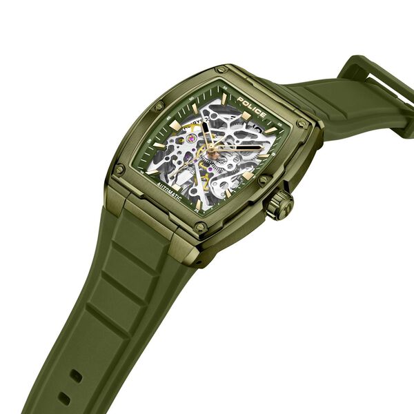 Police Men's Skeleton KL Rahul Edition Automatic Olive Silicone Strap Watch - image number 1