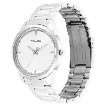 Sonata Force Quartz Analog Silver Dial Stainless Steel Strap Watch for Men
