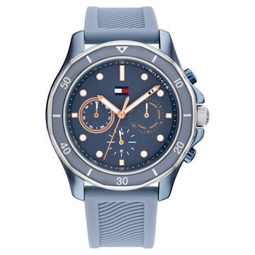 Tommy Hilfiger Blue Dial Blue Silicone Strap Watch for Women