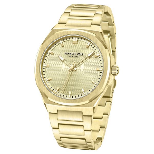 Kenneth Cole Quartz Analog Golden Dial Stainless Steel Strap Watch For Men - image number 1