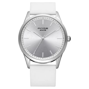 Poze by Sonata Quartz Analog Silver Dial Silicone Strap Watch for Men