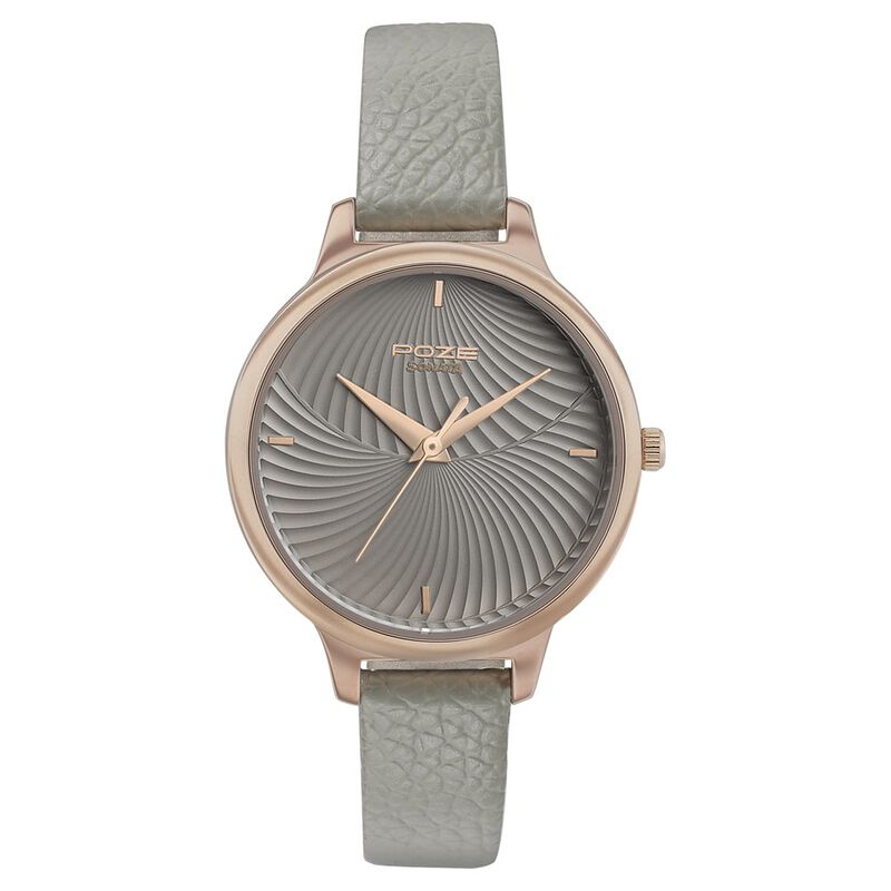 Poze by Sonata Quartz Analog Grey Dial Leather Strap Watch for Women
