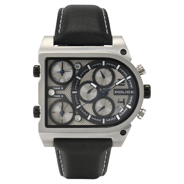Police Quartz Multifunction Silver Dial Leather Strap Watch for Men - image number 0