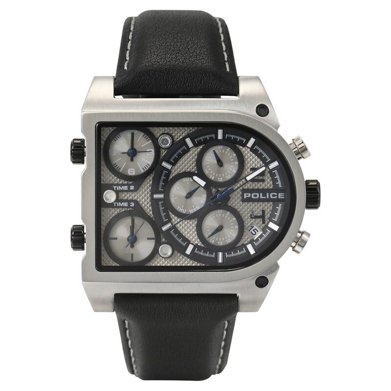 Police Quartz Multifunction Silver Dial Leather Strap Watch for Men - image number 0