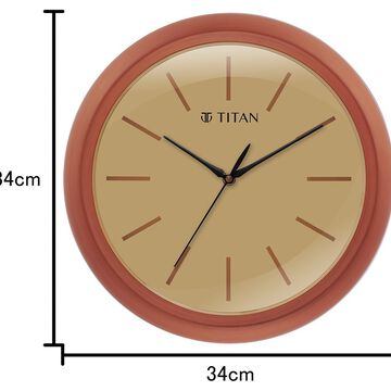 Titan Classic Brown Colour Wall Clock with Silent Sweep 34 x 34 cm (Medium)