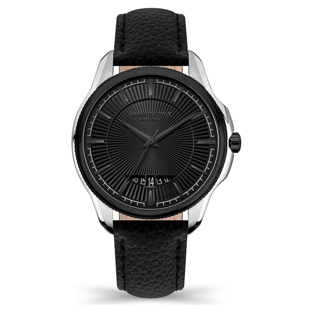 Buy Online Kenneth Cole Quartz Analog with Date Black Dial Leather Strap Watch for Men kcwgb2125102mn Titan