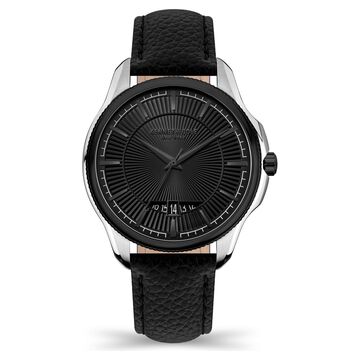 Kenneth Cole Quartz Analog with Date Black Dial Leather Strap Watch for Men