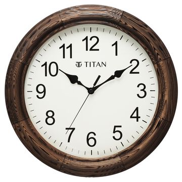 Titan Wooden Wall Clock with flame treated case White Dial Silent Sweep Technology - 35.5 cm x 35.5 cm (Medium)