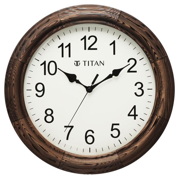 Titan Wooden Wall Clock with flame treated case White Dial Silent Sweep Technology - 35.5 cm x 35.5 cm (Medium) - image number 1