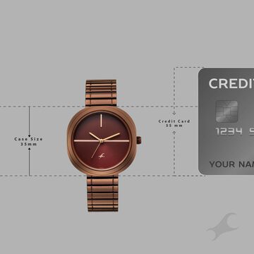 Fastrack 9 to Fine Analog with Brown Dial Metal Strap Watch for Girls