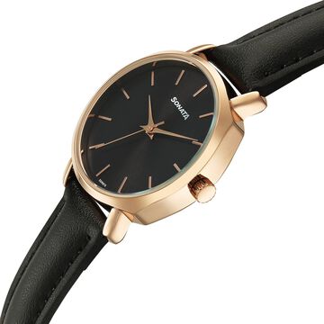 Sonata Eternia Quartz Analog Black Dial Leather Strap Watch For Women