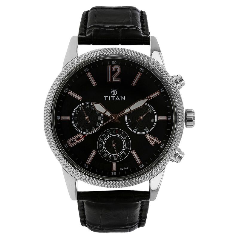 Titan Workwear Black Dial Quartz Multifunction Leather Strap watch for Men - image number 0