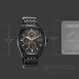 Sonata Magna Quartz Multifunction Black Dial Black Stainless Steel Strap Watch For Men - image number 3