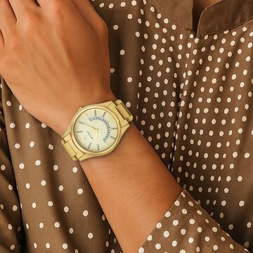 Titan Lagan Yellow Dial Analog Metal Strap Watch for Men