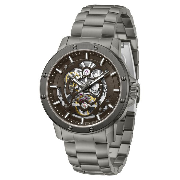 Kenneth Cole Automatic Brown Dial Grey Stainless Steel Strap Watch For Men - image number 1