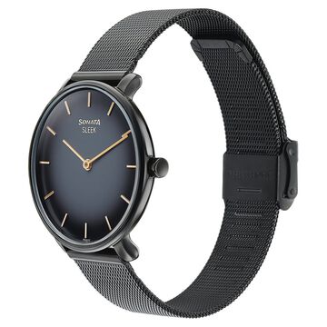Sonata Sleek Quartz Analog Black Dial Black Stainless Steel Strap Watch for Women